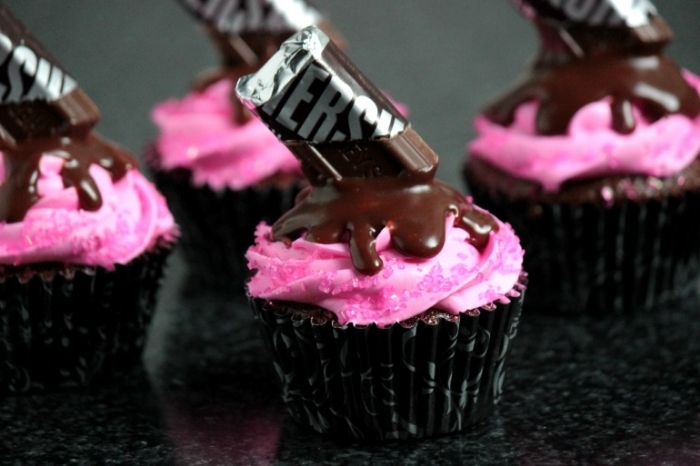 Pink Melting Candy Bar Cupcakes