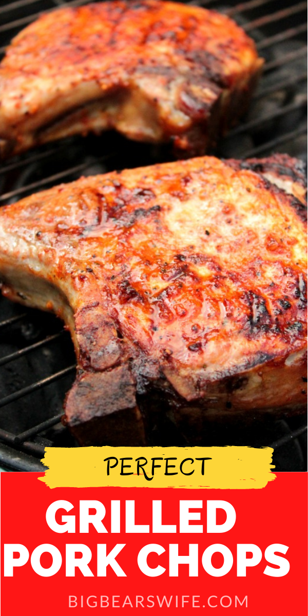 This recipe Grilled Pork Chops is simple to make and they don't dry out like some pork chop recipes!  via @bigbearswife