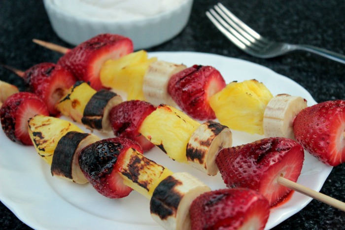 Grilled Fruit Kabobs with Brown Sugar Whipped Cream