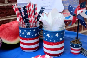 4th of July Mason Jars – USA Flag Themed Painted Mason Jars