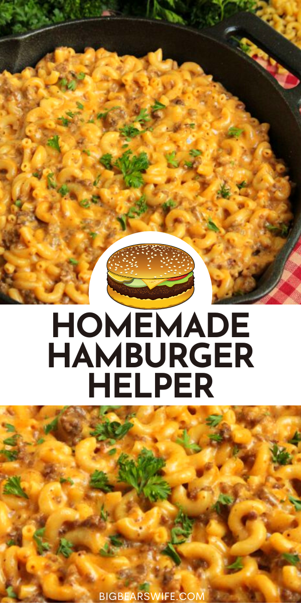 Cheeseburger Macaroni Skillet - How many of y'all have tried to make Homemade Hamburger Helper before? This Cheeseburger Macaroni Skillet is my version of that favorite childhood dinner! via @bigbearswife