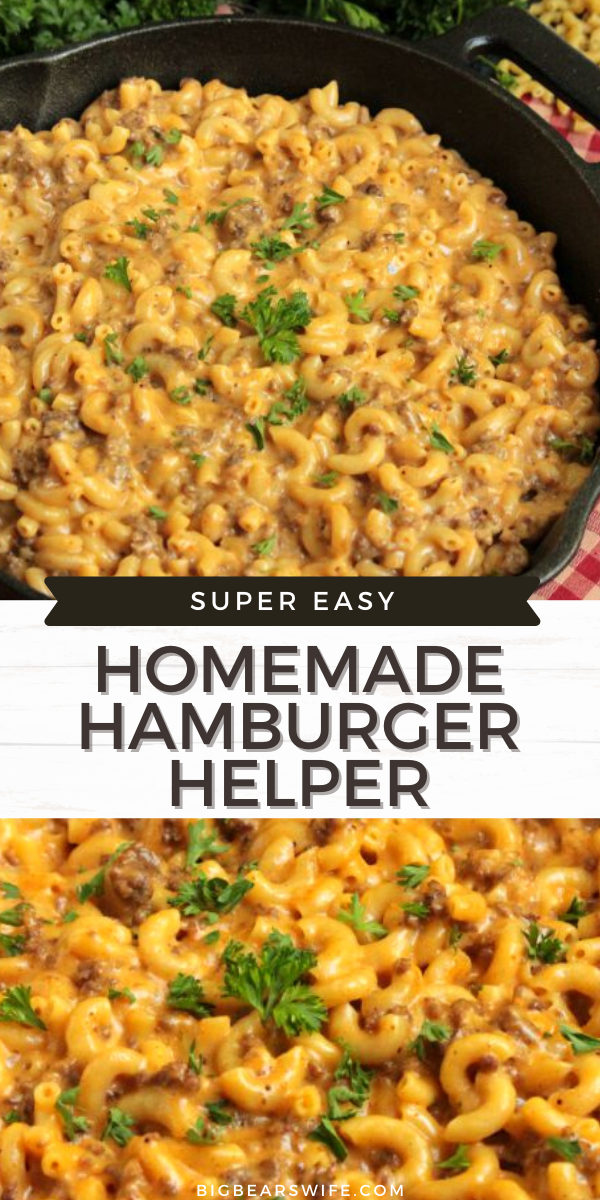 Cheeseburger Macaroni Skillet - How many of y'all have tried to make Homemade Hamburger Helper before? This Cheeseburger Macaroni Skillet is my version of that favorite childhood dinner! via @bigbearswife