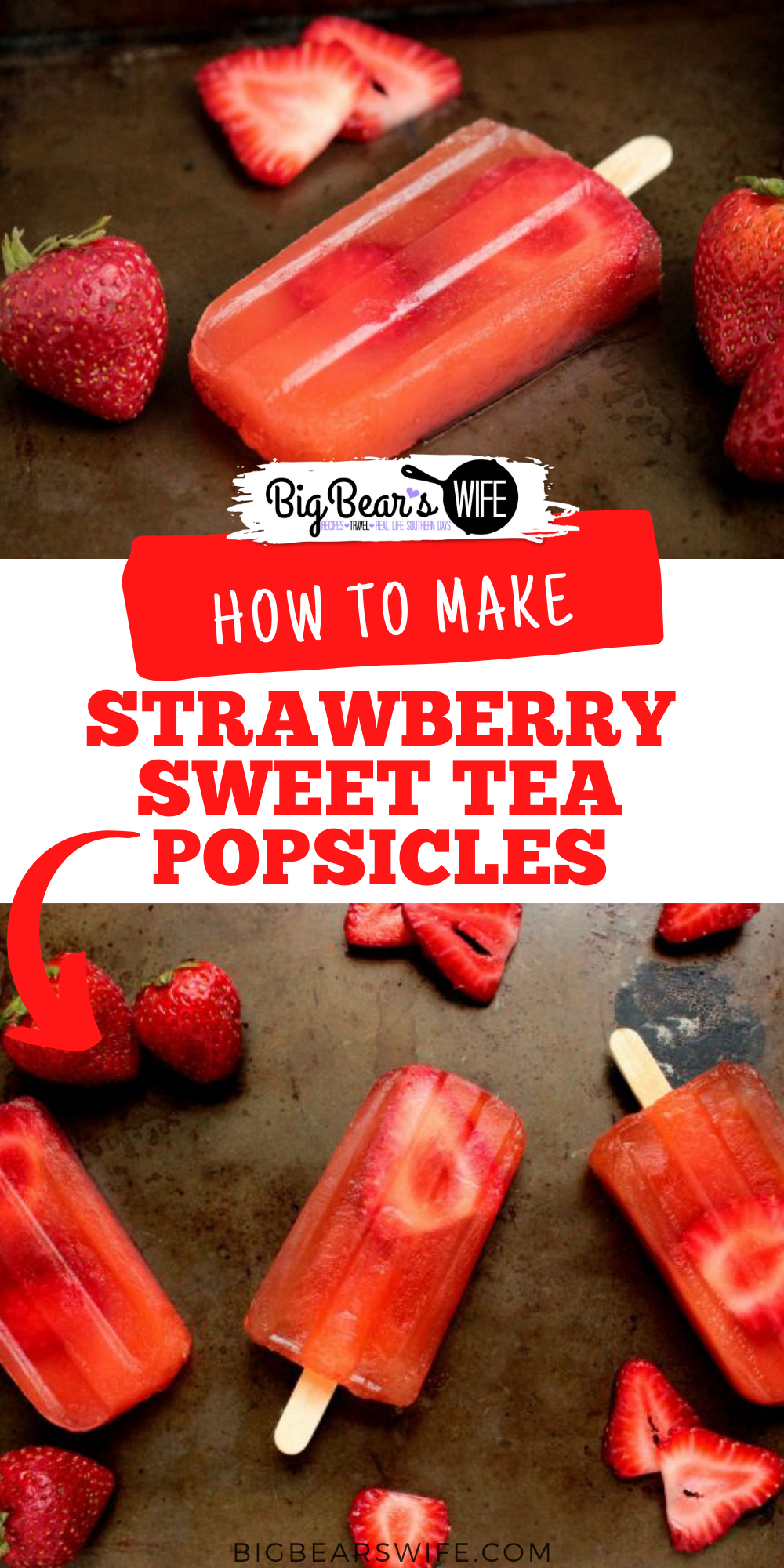 These Strawberry Sweet Tea Popsicles are super refreshing and perfect for a hot summer day!  via @bigbearswife