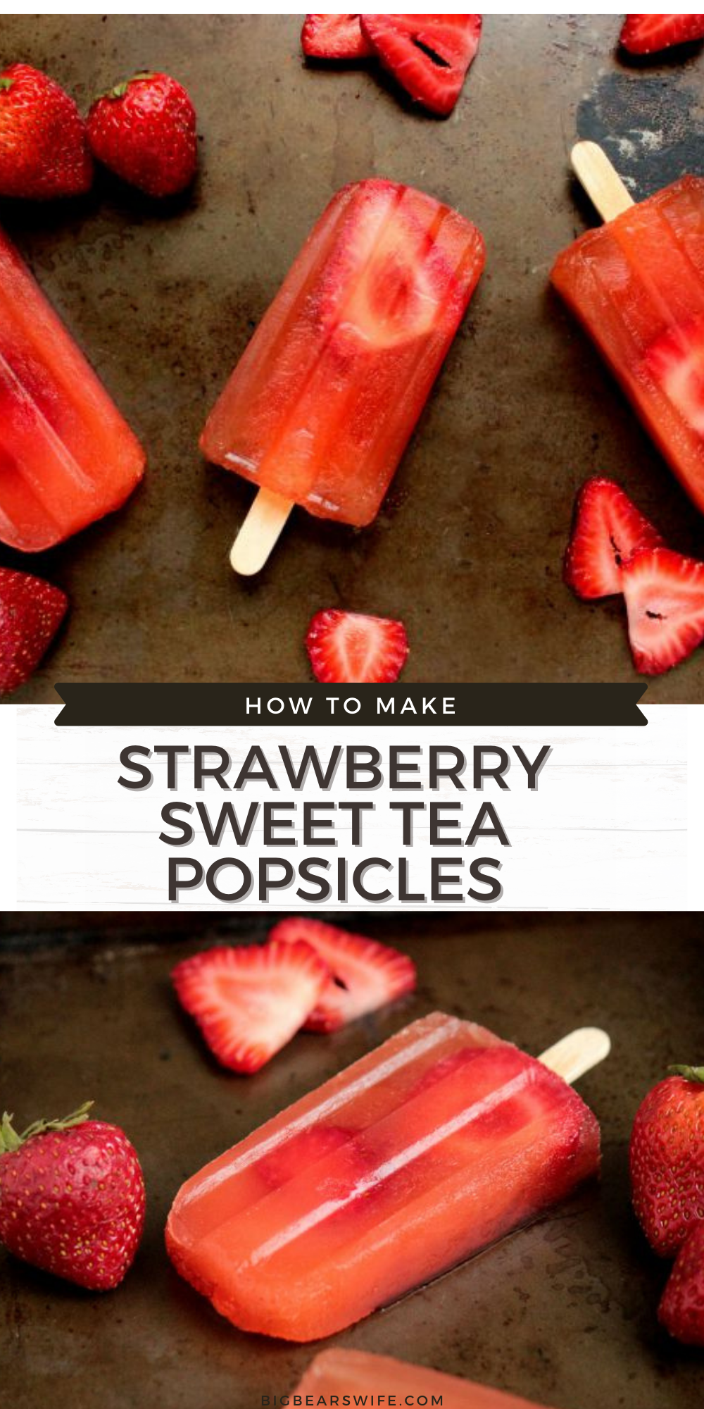 These Strawberry Sweet Tea Popsicles are super refreshing and perfect for a hot summer day!  via @bigbearswife