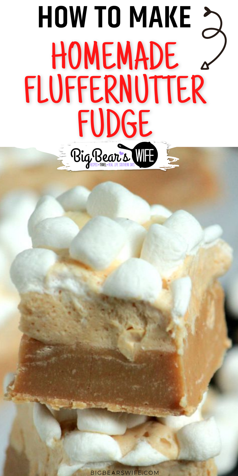 This Homemade Fluffernutter Fudge has layers of Peanut Butter and Marshmallow Peanut Butter Fudge stacked on top of each other for the perfect Fluffernutter dessert! 
 via @bigbearswife