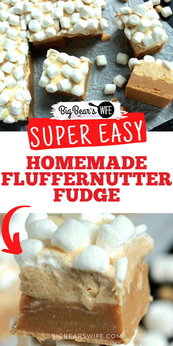 This Homemade Fluffernutter Fudge has layers of Peanut Butter and Marshmallow Peanut Butter Fudge stacked on top of each other for the perfect Fluffernutter dessert! 
 via @bigbearswife