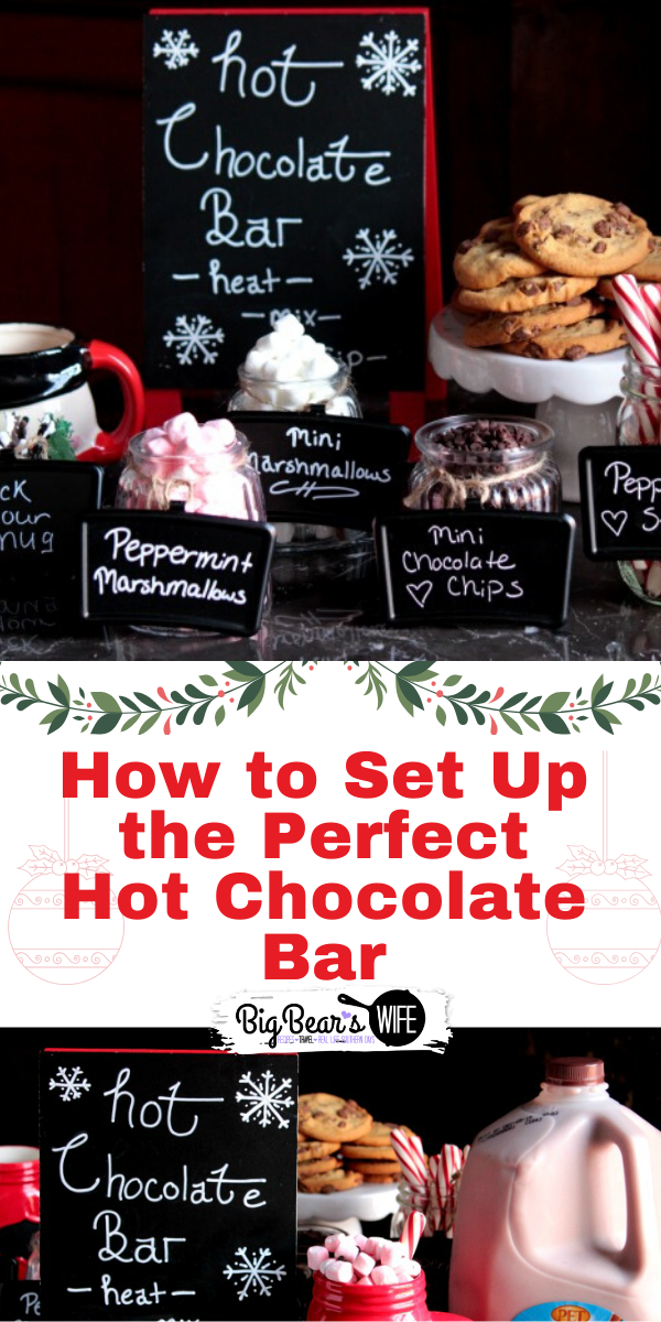 How to Set Up the Perfect Hot Chocolate Bar - When the weather starts to get cooler it's time to set up the Hot Chocolate Bar! Grab some mugs, some hot chocolate, peppermint sticks & mini marshmallows! Here are some ideas on How to Set Up the Perfect Hot Chocolate Bar! via @bigbearswife