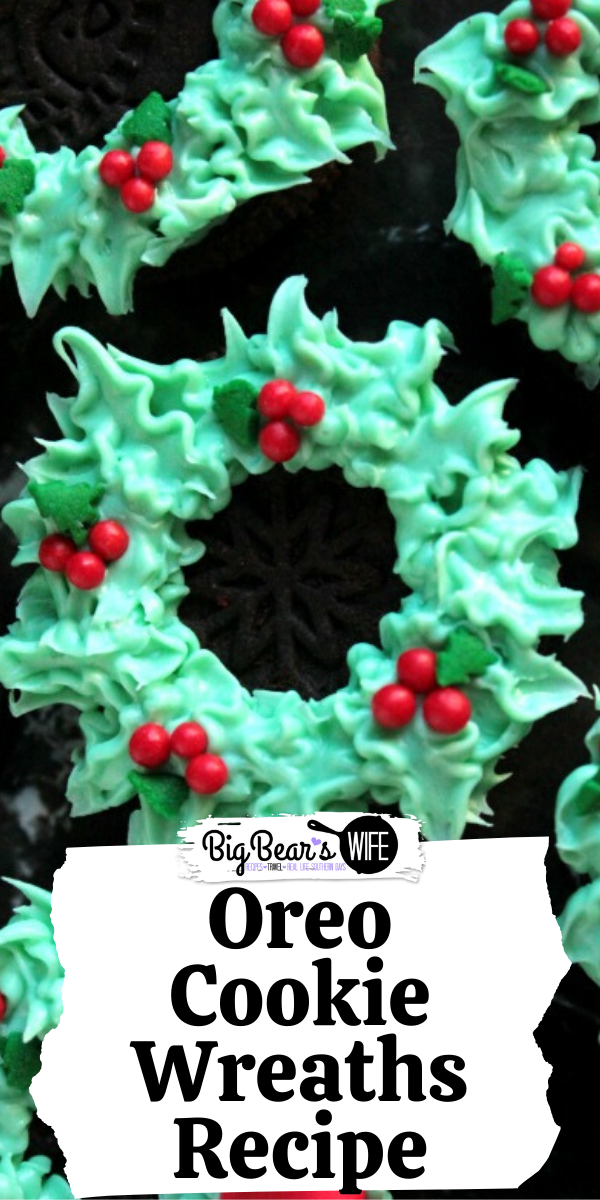 Oreo Cookie Wreaths -  These no bake Christmas cookies are so cute to make and share with everyone this holiday season! No real decorating skills required! via @bigbearswife