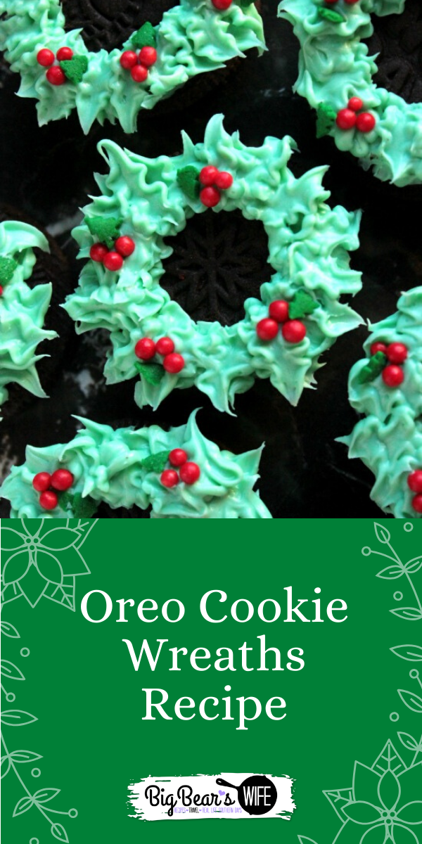 Oreo Cookie Wreaths -  These no bake Christmas cookies are so cute to make and share with everyone this holiday season! No real decorating skills required! via @bigbearswife