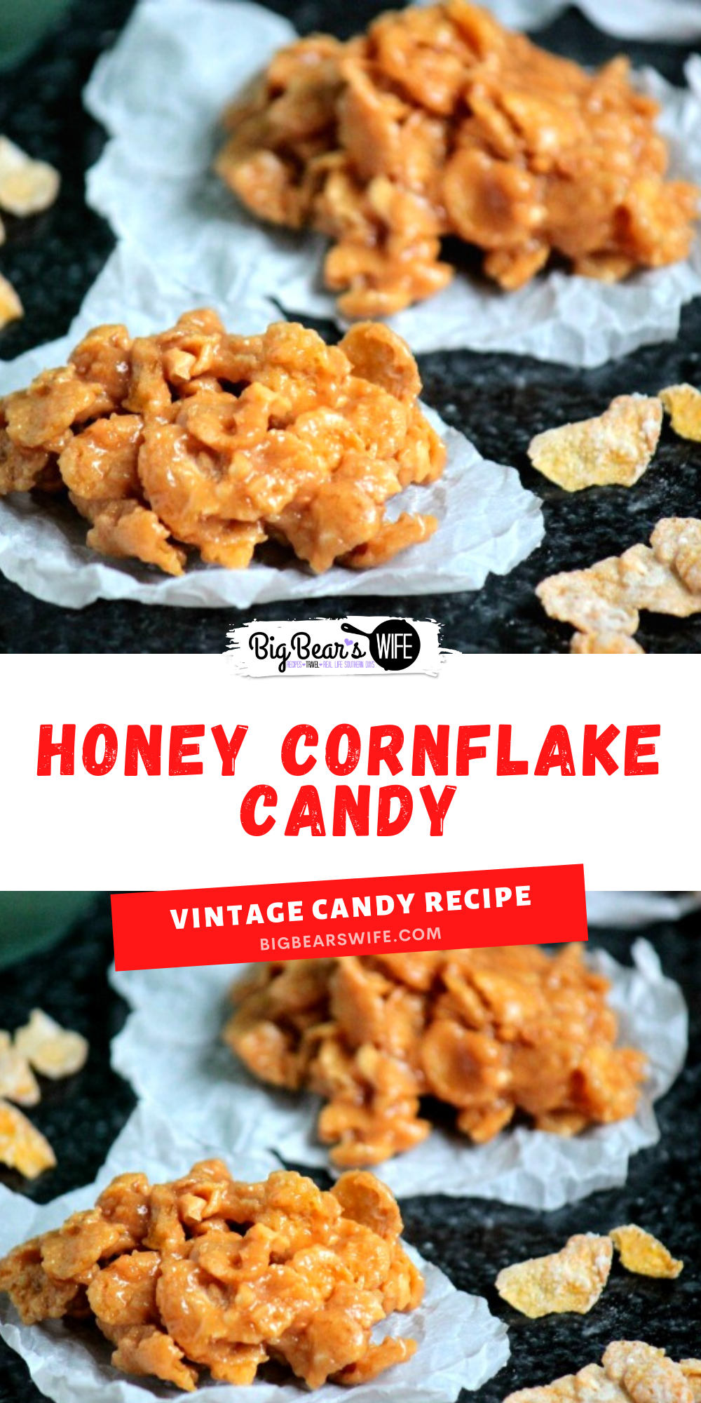 Honey Cornflake Candy - A classic southern candy with crunchy peanut butter and a sweet honey twist. via @bigbearswife