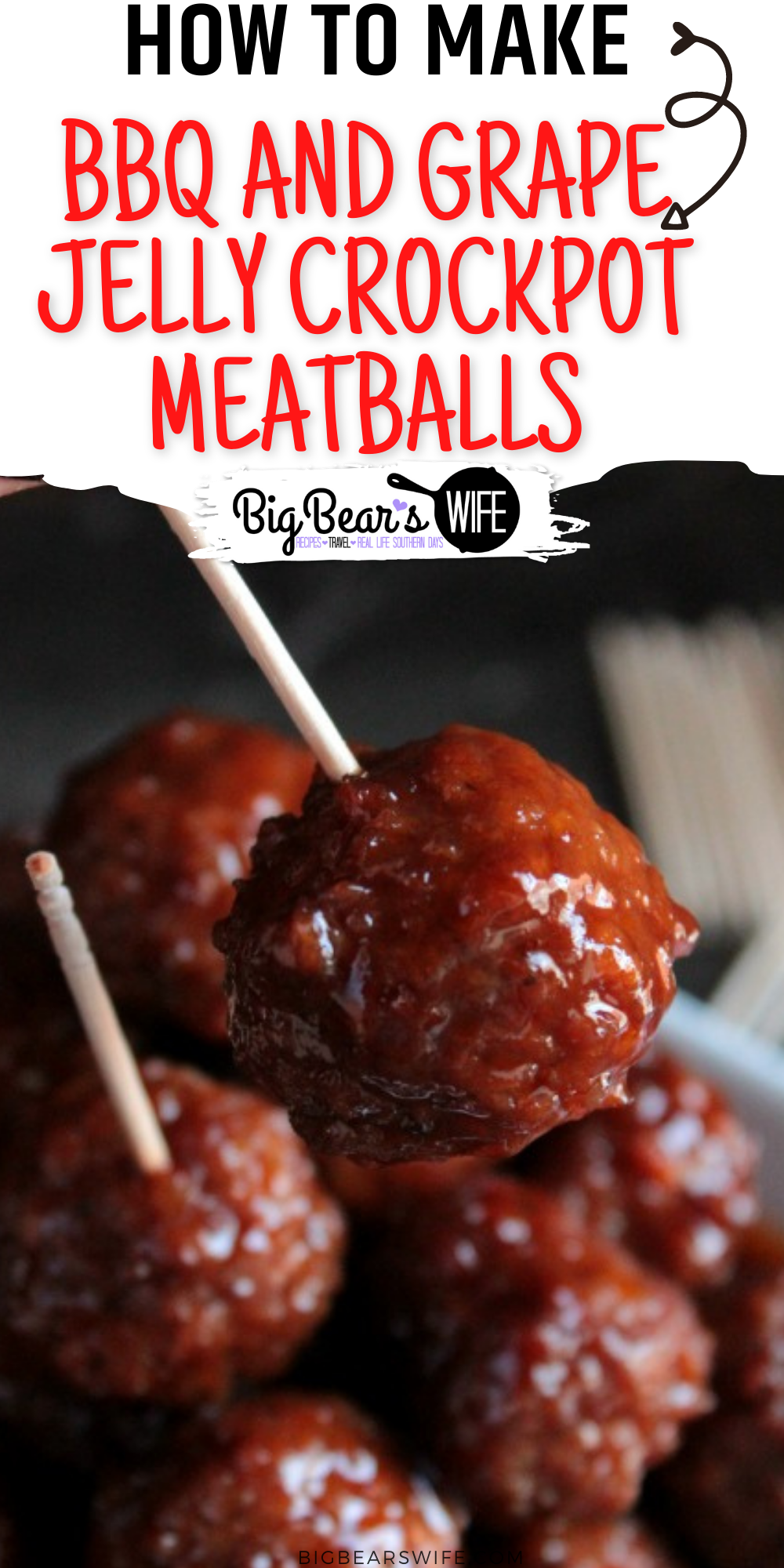 BBQ and Grape Jelly Crockpot Meatballs - a Holiday classic that we love to make each year! Meatballs slow cooked in grape jelly and BBQ sauce! - These super popular BBQ and Grape Jelly Crockpot Meatballs are always a hit at Thanksgiving at Christmas! They're super easy to make and everyone always loves them! I had no idea how easy they were until my mom showed me how to make them!  via @bigbearswife