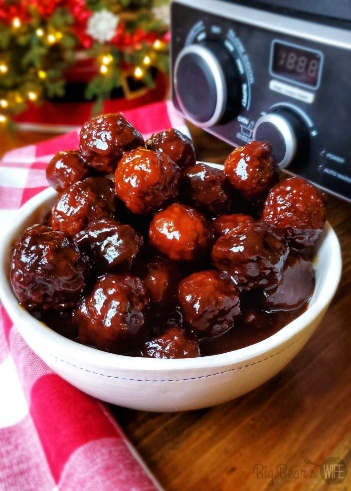 These super popular BBQ and Grape Jelly Crockpot Meatballs are always a hit at Thanksgiving at Christmas! They're super easy to make and everyone always loves them! I had no idea how easy they were until my mom showed me how to make them! 