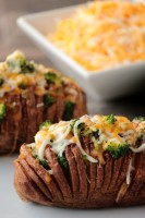 Broccoli and Cheese Hasselback Potatoes #12Bloggers