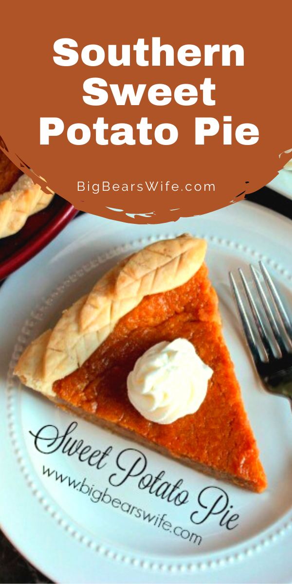 This easy Southern Sweet Potato Pie would be perfect on your Thanksgiving dessert table! Plus I'm making super easy pie crust leaves from store bought pie crust to decorate the edges of the pie!  via @bigbearswife