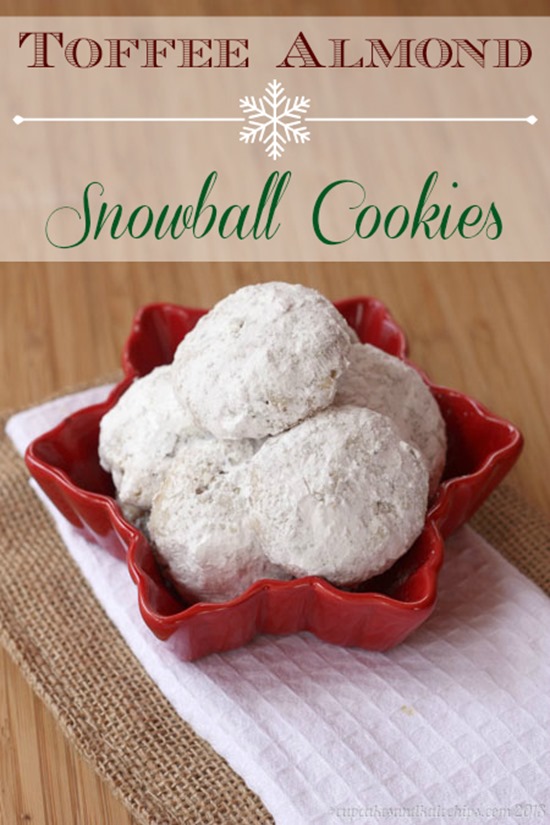 Toffee Almond Snowball Cookies