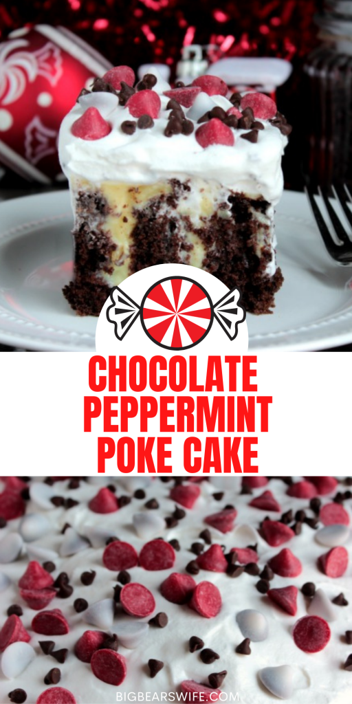 Chocolate Peppermint Poke Cake is filled with everything you love about the holidays but it's also easy enough to make without any fuss!