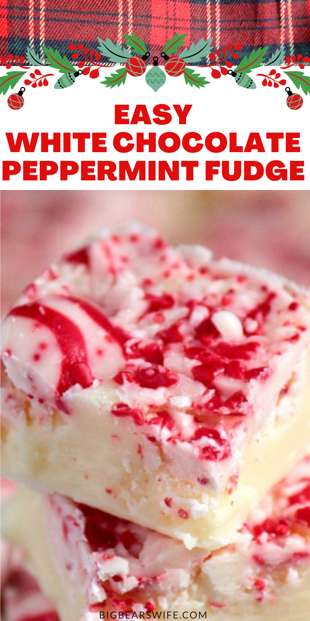 Three ingredient White Chocolate Peppermint fudge! You've go to make this for people on your Christmas list this year!
 via @bigbearswife