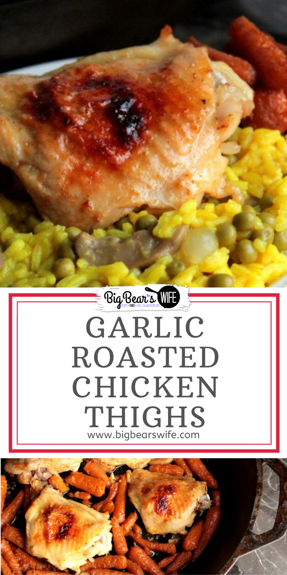 These Garlic Roasted Chicken Thighs are rubbed with minced garlic, cooked low and slow for the juiciest chicken thighs you’ve ever tasted! This is one of the best chicken thigh recipes that I make for our family.

 via @bigbearswife
