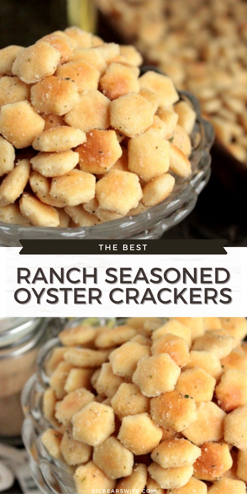 In need of a super simple dish to make for a party or just want to snack on a fun vintage recipe? These Ranch Seasoned Oyster Crackers are just what you need! Made with oyster crackers, ranch seasoning and a few more ingredients, these little crackers are delicious and super easy to make!  via @bigbearswife