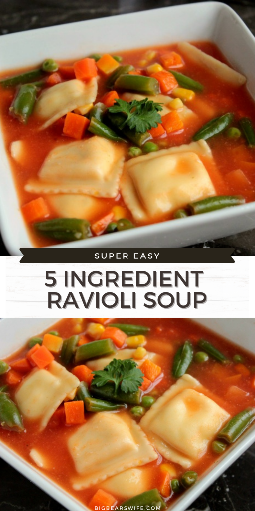 5 Ingredient Ravioli Soup is just that, ravioli soup that's simply made with only 5 ingredients. This super easy soup recipe is great for winter nights or fall evenings. It's a super easy dinner recipes that is super quick to make.