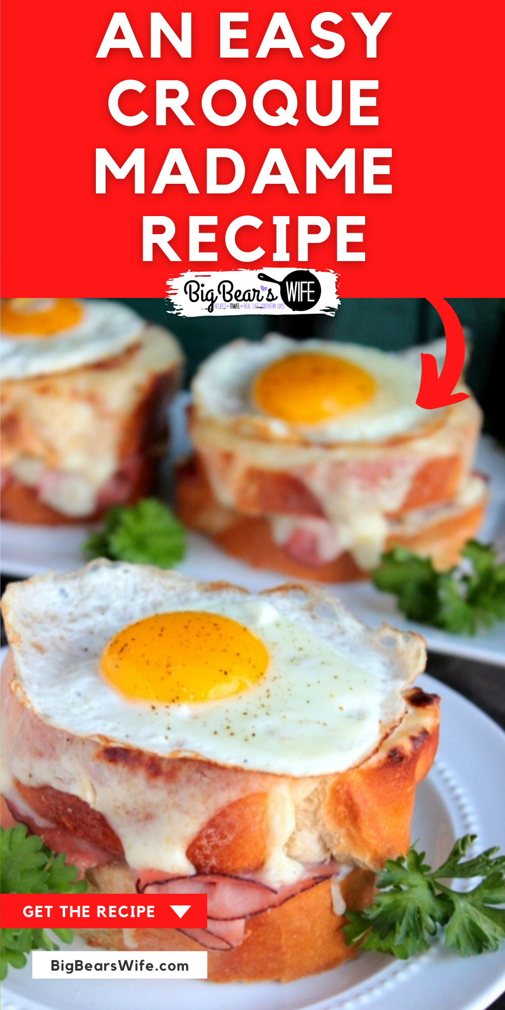 A perfectly made Croque Madame is a toasted ham and cheese sandwich with a cheesy Bechamel Sauce and a fried egg resting on top! The perfect breakfast sandwich. via @bigbearswife