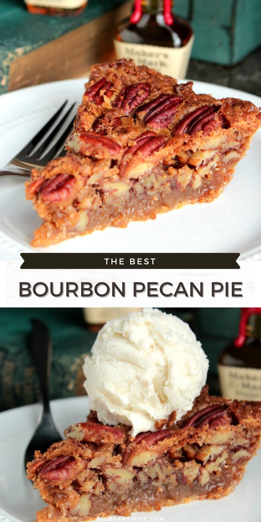 Bourbon Pecan Pie - A sweet classic southern pecan pie with the smooth touch of bourbon baked inside!
 via @bigbearswife