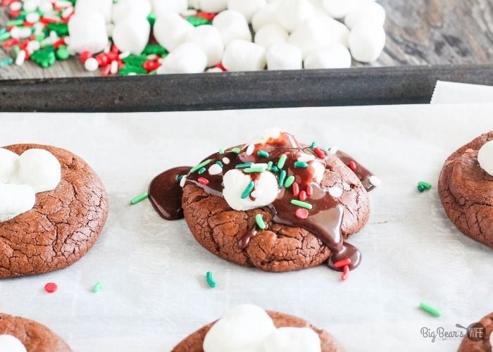 glaze and sprinkles HOT CHOCOLATE COOKIES