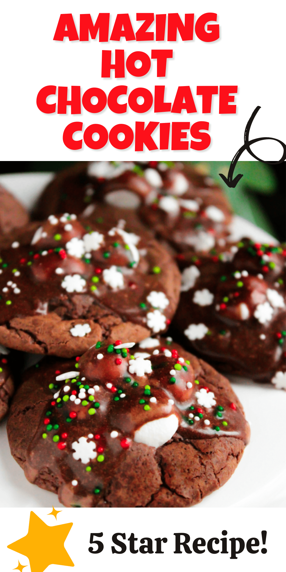 Hot Chocolate Cookies are so popular in our family that I end up making dozens and dozens for family members during the holidays! They’re rich chocolate cookies with melted marshmallows stacked on top with a chocolate glaze drizzle and sprinkles to finish them off.  
 via @bigbearswife