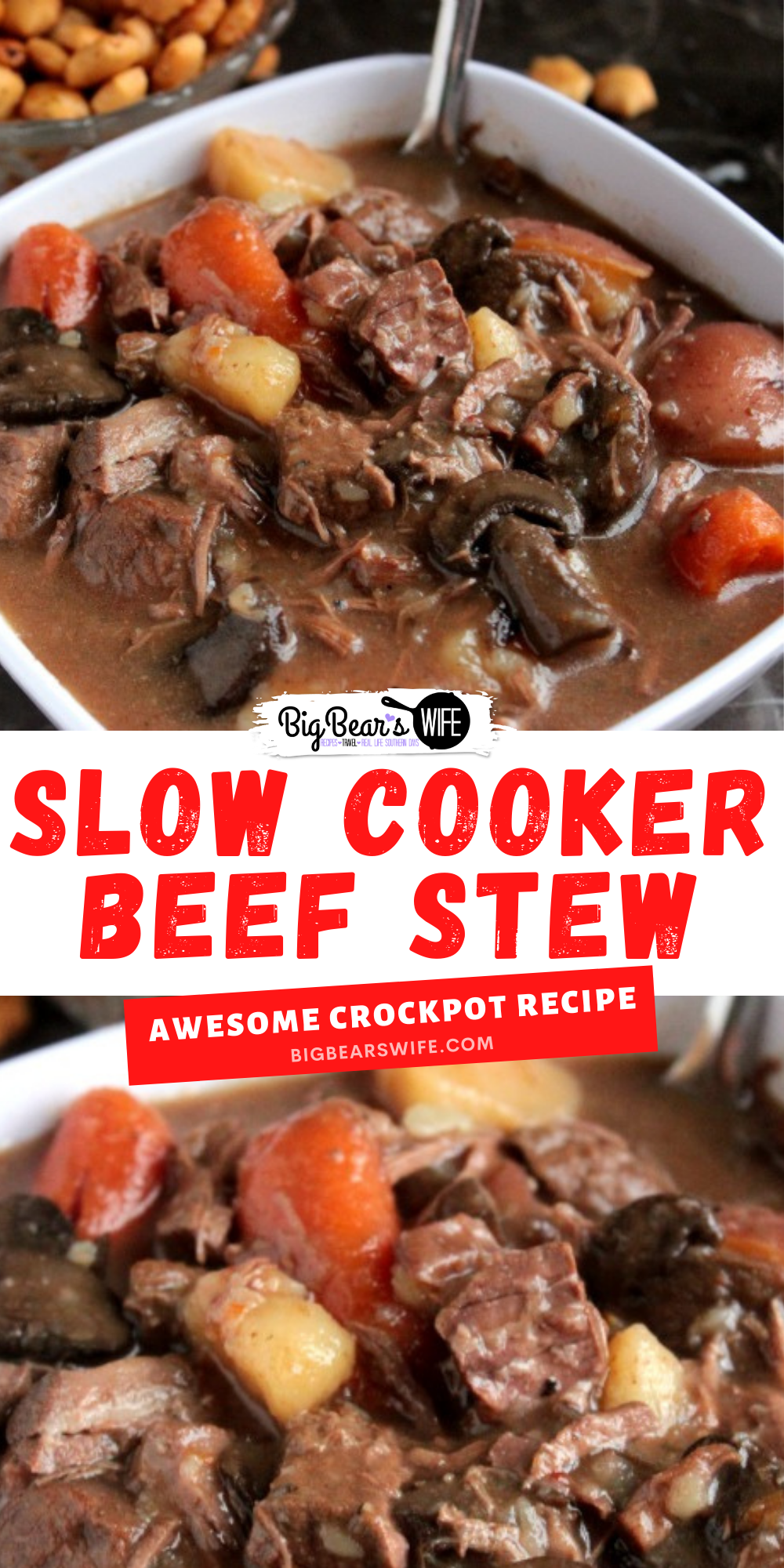 An amazing slow cooker recipe for fall and winter evenings! Slow Cooker Beef Stew is a recipe that you'll want to make over and over!  via @bigbearswife
