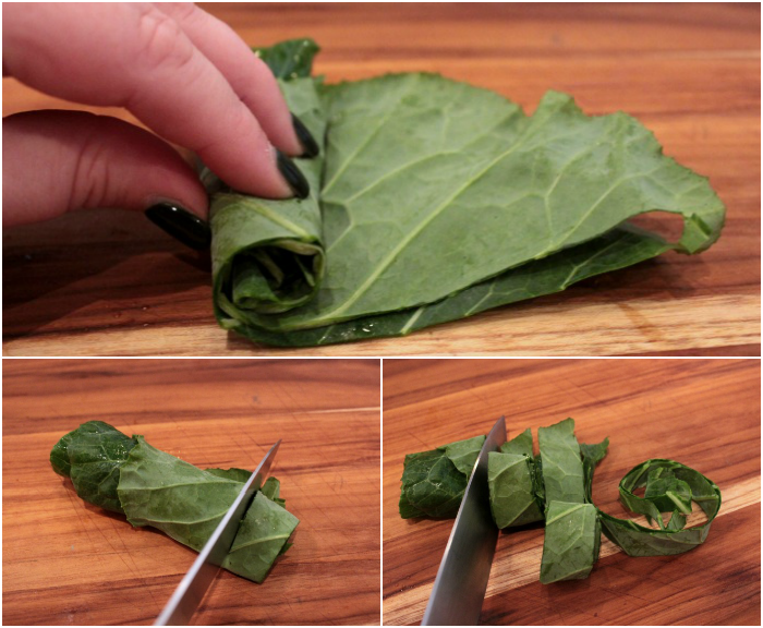 How to roll and cut Southern Slow Cooked Collard Greens