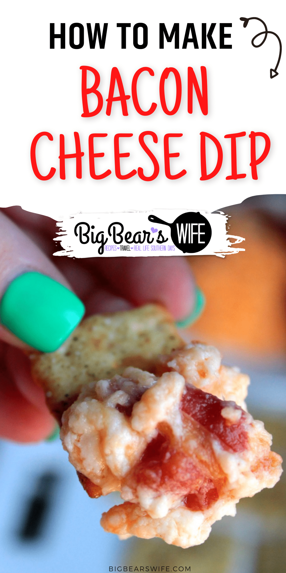 A hot bacon cheese dip that is sure to be a hit at your next party or dinner! Mix everything together and pop it into the oven for 30 minutes! via @bigbearswife