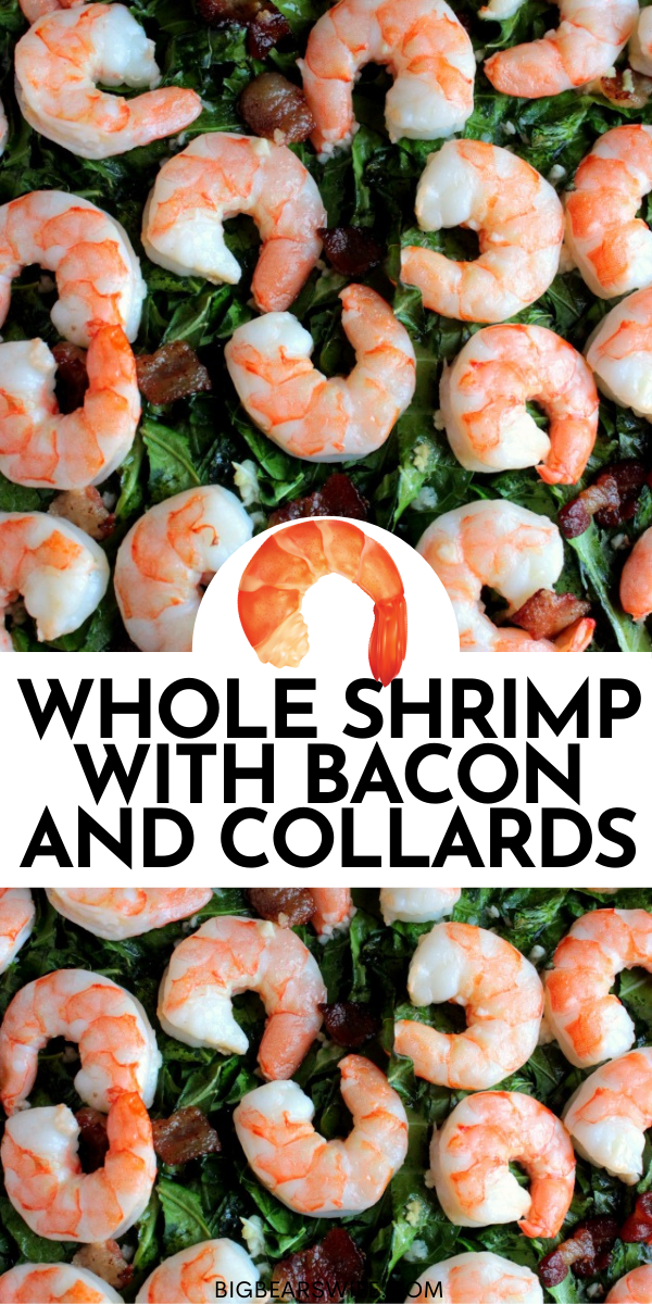 This Whole Shrimp with Bacon and Collards recipe is a one sheet pan meal that's quick to toss together and it cooks in 30 minutes! via @bigbearswife