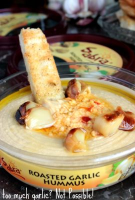 Garlic Crouton Sticks and Roasted Garlic Hummus Toppings10