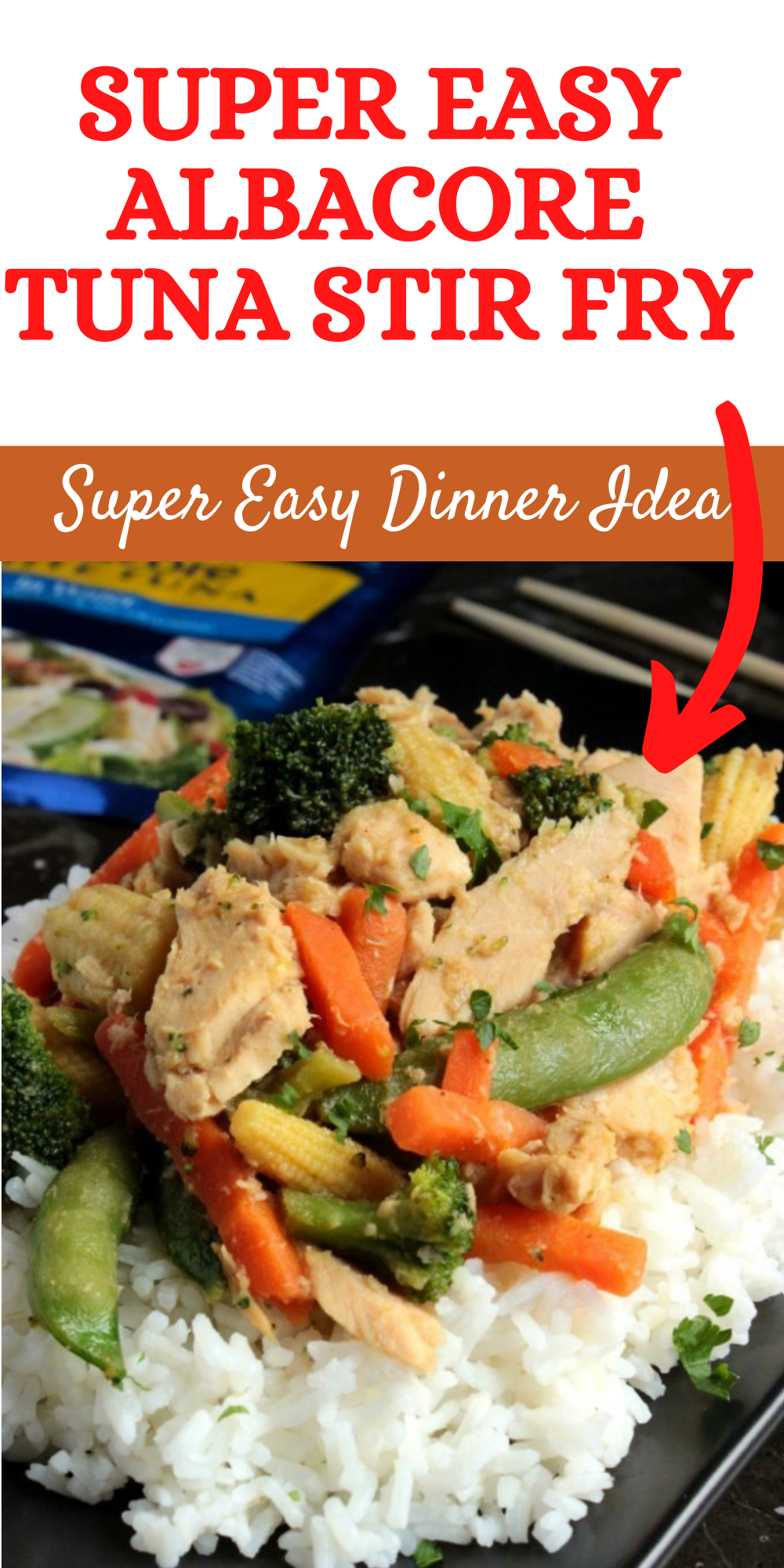 Albacore Tuna Stir Fry is a super easy dinner for 4 that's ready in under 15 minutes! via @bigbearswife