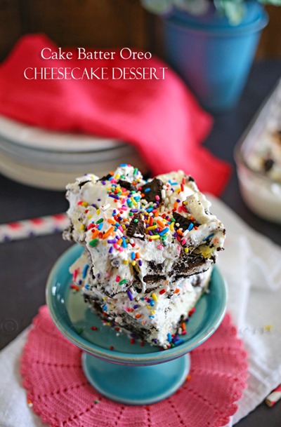 Cake Batter Oreo Cheesecake Dessert by Kleinworth & Co.