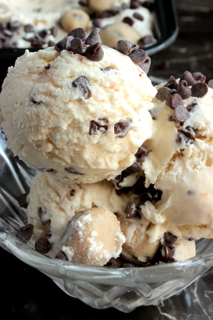 Scoops of Chocolate Chip Cookie Dough Ice Cream