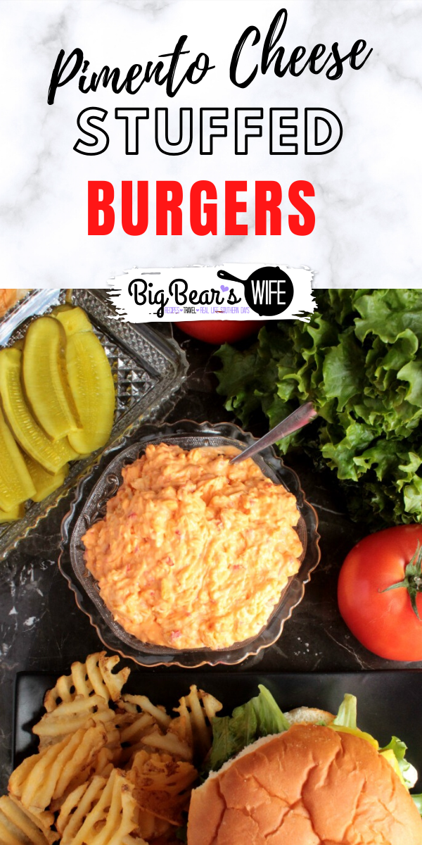 Pimento Cheese Stuffed Burger - The perfect burger stuffed with homemade pimento cheese!  via @bigbearswife