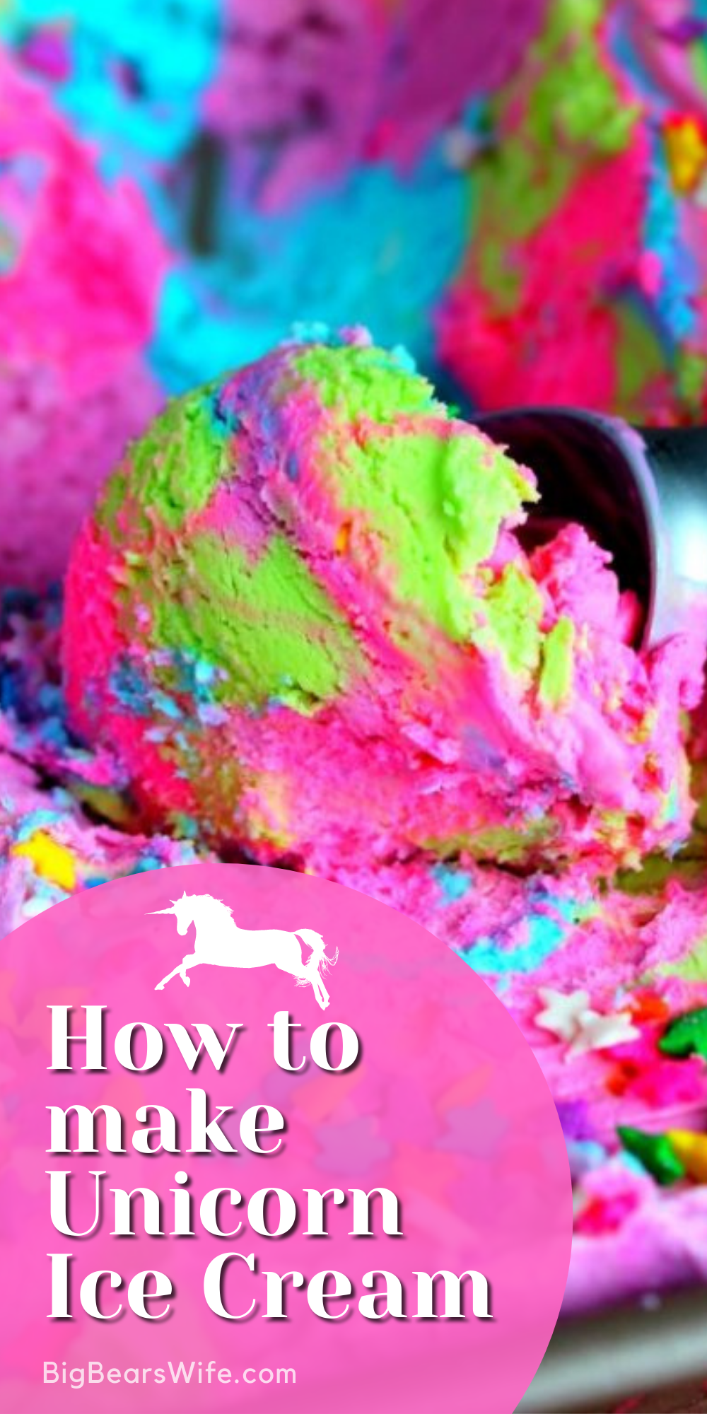 Sometimes you just need something a little wild and crazy like Unicorn Ice Cream to make you smile! Ps. this is Unicorn Ice Cream is a No Churn Ice Cream! via @bigbearswife