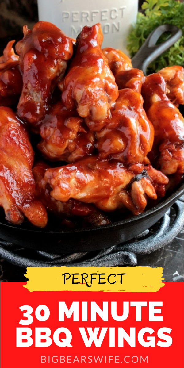 Quick BBQ wings that are baked in the oven in 30 minutes! 2 ingredients and 30 minutes is all that stands between you and dinner!

 via @bigbearswife