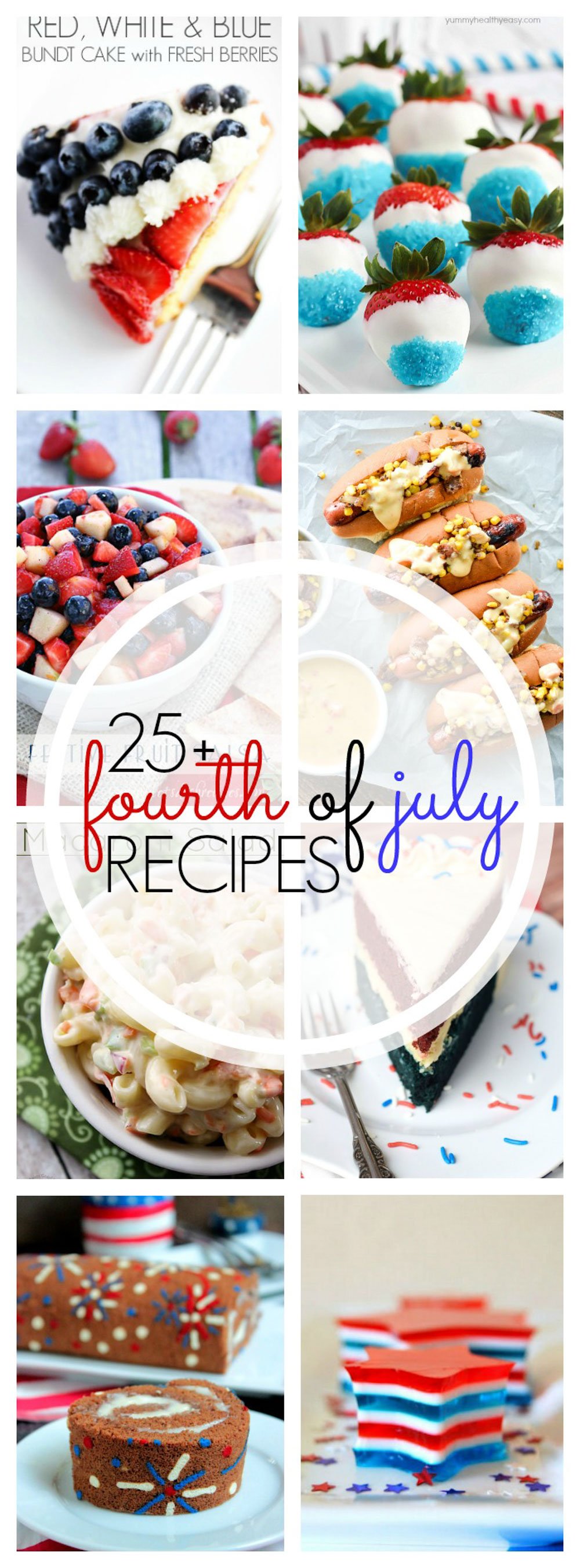 Red, White & Blue Cheesecake Mousse, Festive Fruit Salsa, 4th Of July Fireworks Cake Roll and MORE -- here are 25+ Fourth of July recipes!