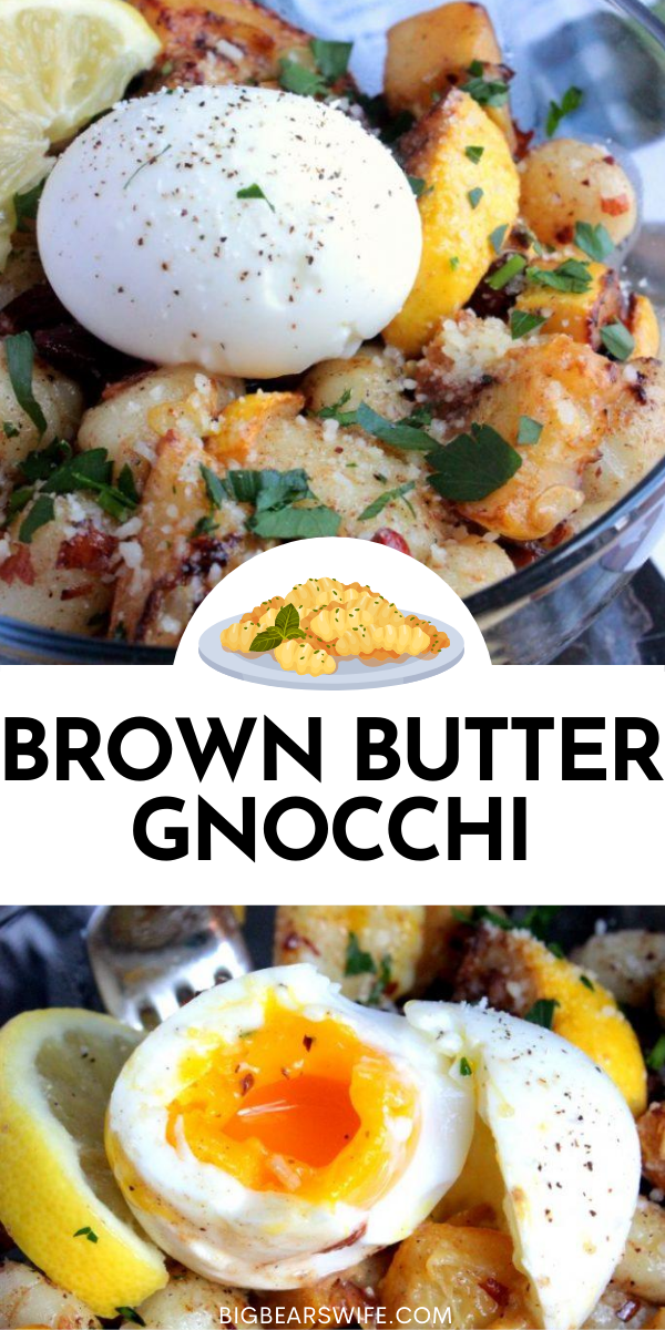 In this Brown Butter Gnocchi pasta dish gnocchi is paired with fantastic brown butter, sautéed yellow squash, soft-boiled egg and almonds for the perfect summer dinner!   via @bigbearswife