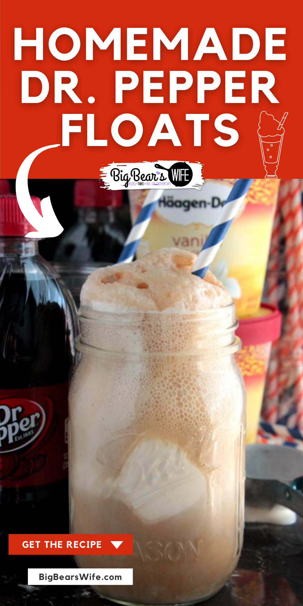 Homemade Dr. Pepper Floats are one of my mom's favorite ice cream treats! I just knew that these would be the perfect treat to make for her Birthday! This is how I make super easy Homemade Dr. Pepper Ice Cream Floats! via @bigbearswife