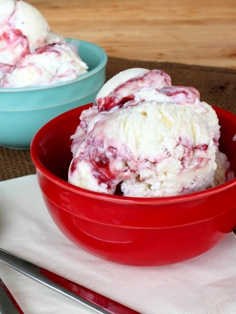 Raspberry White Chocolate Ice Cream. No Churn! You'll be amazed how easy this rich, creamy ice cream is and you don't even need an ice cream maker. Its swirled with raspberry and white chocolate for a special summertime treat. 