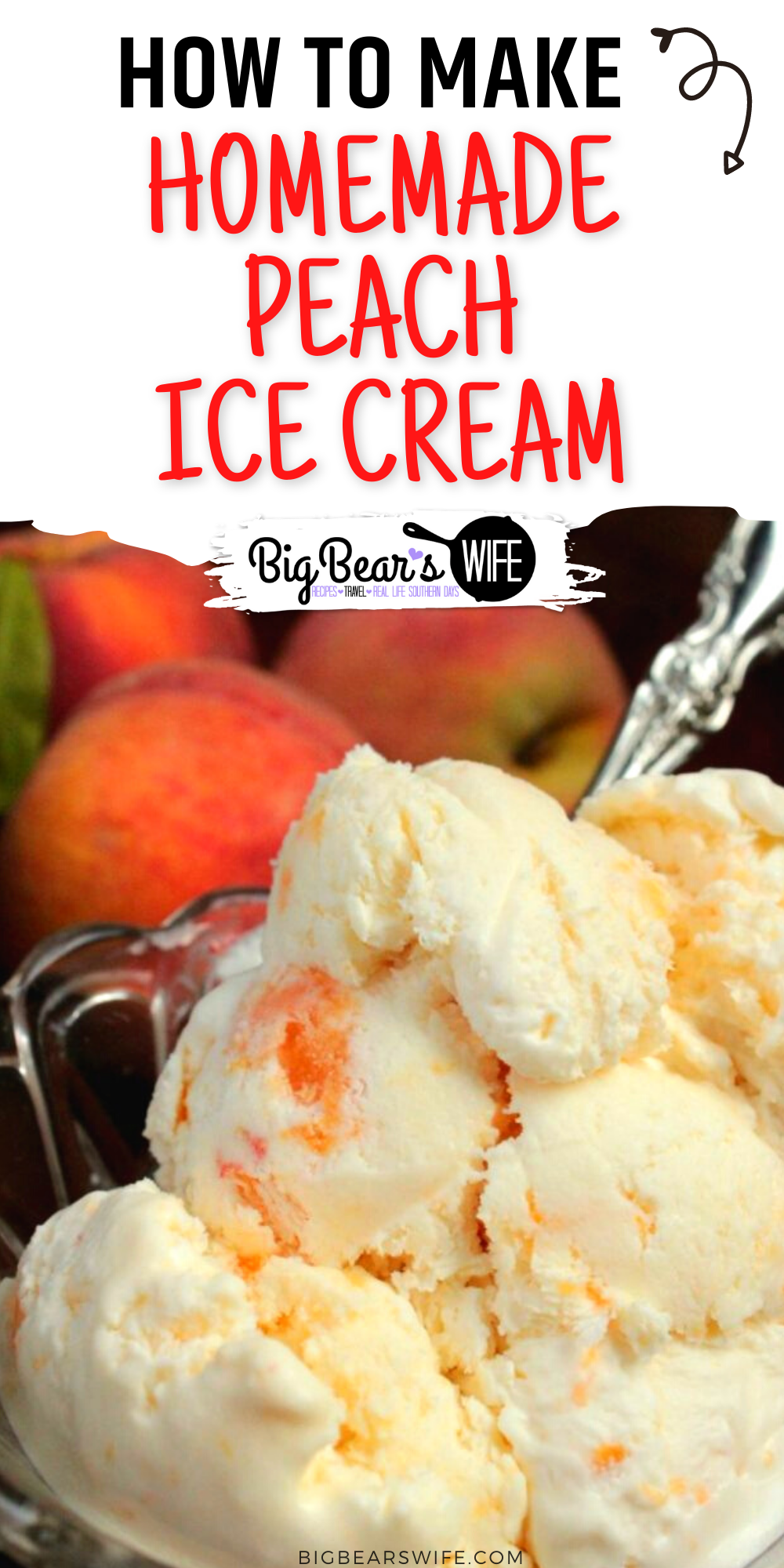 This is the perfect no churn Peach Ice Cream recipe for those fresh peaches that you’ve been picking up at the farmer’s market! No Eggs in this ice cream recipe! via @bigbearswife