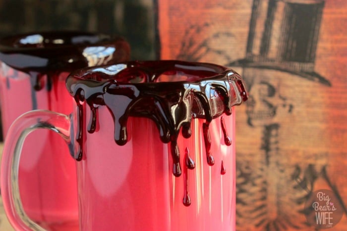 Vampire Hot Chocolate - Fake Sugar Blood on Glass