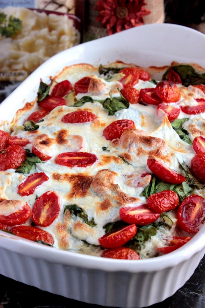 Spinach and Artichoke Chicken Bake with Idahoan Signature Russets 