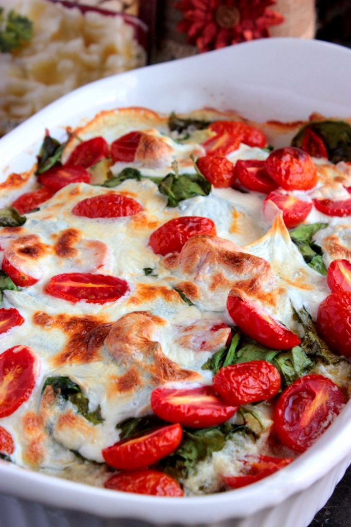 Spinach and Artichoke Chicken Bake with Idahoan Signature Russets 