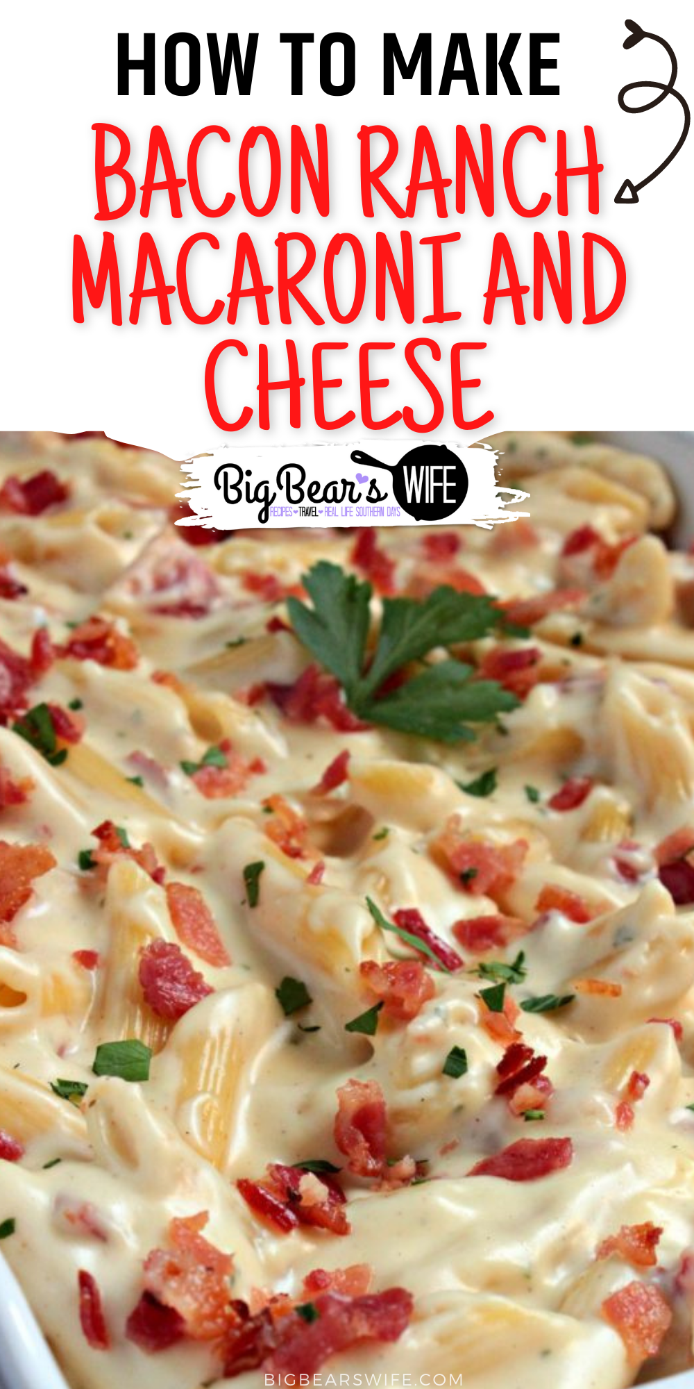 Bacon Ranch Macaroni and Cheese - A side dish with a bacon ranch kick! Make this Bacon Ranch Macaroni and Cheese tonight with dinner or add in some rotisserie chicken to make it a full meal! via @bigbearswife