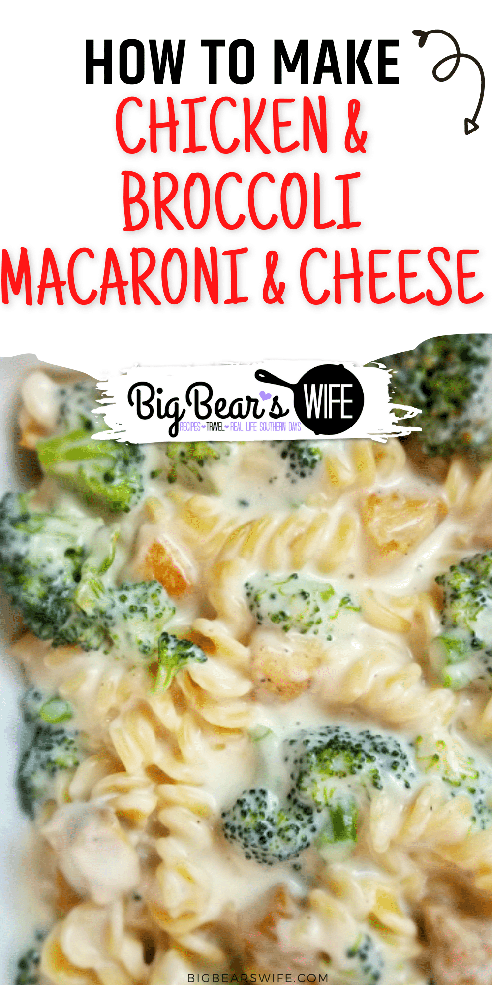  This Macaroni and Cheese turns out to be a complete meal when grilled chicken and steamed broccoli is added to the mix! Chicken and Broccoli Macaroni and Cheese turns a side dish into dinner! via @bigbearswife
