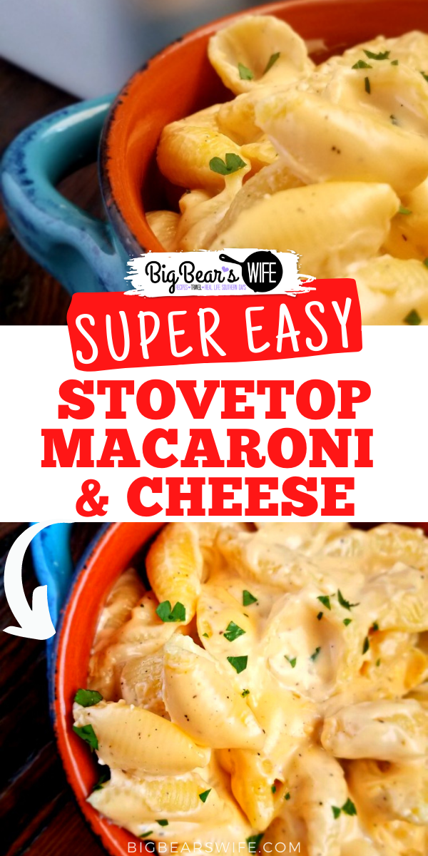  An Easy Stovetop Macaroni and Cheese that can be whipped up in minutes; so quick to make and such a tasty side dish! via @bigbearswife